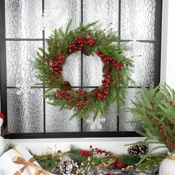JINGHONG Christmas Wreath - 22 Inch Holiday Beauty