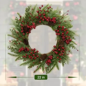 JINGHONG Christmas Wreath - 22 Inch Holiday Beauty