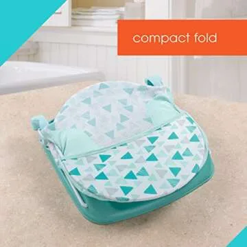 Summer Infant Deluxe Baby Bather With Warming Wings (Green Triangle) - Bath Support for Use in the Sink or Adult Tub