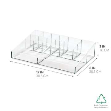 iDesign The Sarah Tanno Collection Plastic Cosmetic Organizer Station, 7-Compartment, Clear