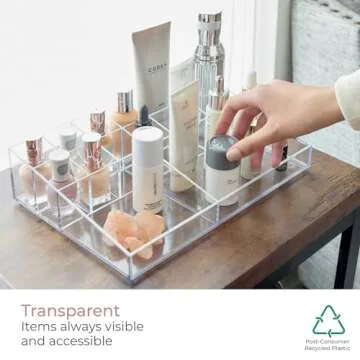 iDesign The Sarah Tanno Collection Plastic Cosmetic Organizer Station, 7-Compartment, Clear