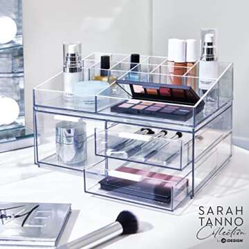 iDesign The Sarah Tanno Collection Plastic Cosmetic Organizer Station, 7-Compartment, Clear