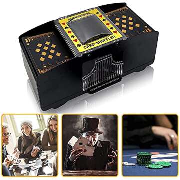 Nileole 2 Decks Automatic Card Shuffler, Battery-Powered Shuffler for UNO, Phase10, Texas Hold'em, P...