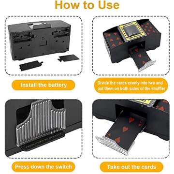 Nileole 2 Decks Automatic Card Shuffler, Battery-Powered Shuffler for UNO, Phase10, Texas Hold'em, Poker, Home Card Games, Blackjack, Party Club