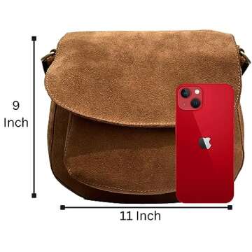 Leather Vintage Crossbody Saddle Bag for Women
