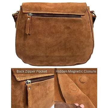 Leather Vintage Crossbody Saddle Bag for Women