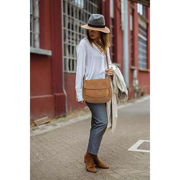 Leather Vintage Crossbody Saddle Bag for Women