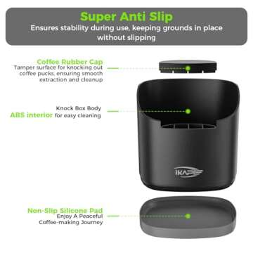 IKAPE Espresso Knock Box for Coffee Grounds - Elegant Barista Tool