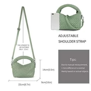 Women Woven Tote Small Crossbody Bag, Weave Quilted Purse Square Shoulder Bag Woven Handbag with Detachable Strap