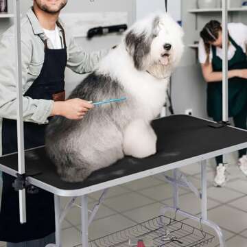 Yaheetech Foldable & Portable Pet Grooming Table for Home - Stainless Steel H-Shape Frame Height Adj...