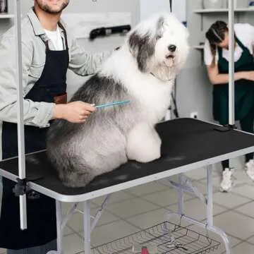 Yaheetech Foldable & Portable Pet Grooming Table for Home - Stainless Steel H-Shape Frame Height Adj...