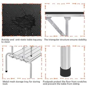 Yaheetech Foldable & Portable Pet Grooming Table for Home - Stainless Steel H-Shape Frame Height Adjustable Pet Beauty Table w/Arm/Noose/Mesh Tray, 45in x 24in