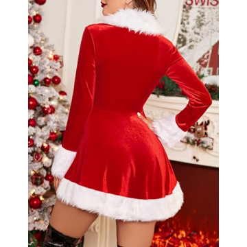 Avidlove Christmas Lingerie Sexy Santa Costume Babydoll Dress