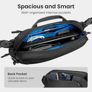 tomtoc 5.5L Sling Bag, Heavy Duty Crossbody Bag for Men, Carry Chest Daypack, Water-resistant Travel Shoulder Bag for Steam Deck OLED, ASUS ROG Ally X, 2024 iPad mini A17 Pro, Urban Techwear, Tactical