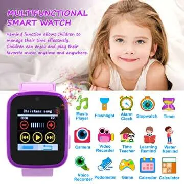 Vakzovy Kids Smart Watch for Girls, Gifts for 3-10 Year Old Girls Dual Camera Touchscreen Toddler Watches with Music Player, Educational Toys Toddles Birthday Gift for Girls Ages 4 5 6 7 8