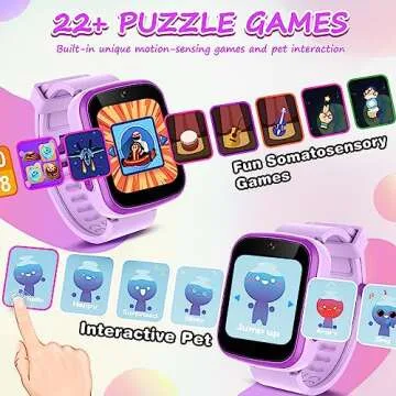 Vakzovy Kids Smart Watch for Girls, Gifts for 3-10 Year Old Girls Dual Camera Touchscreen Toddler Watches with Music Player, Educational Toys Toddles Birthday Gift for Girls Ages 4 5 6 7 8