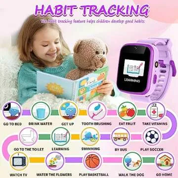 Vakzovy Kids Smart Watch for Girls, Gifts for 3-10 Year Old Girls Dual Camera Touchscreen Toddler Watches with Music Player, Educational Toys Toddles Birthday Gift for Girls Ages 4 5 6 7 8
