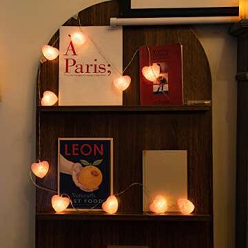 YOLIGHT 6.5ft Pink Heart String Lights for Romance