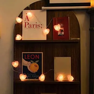 YOLIGHT 6.5ft Pink Heart String Lights for Romance