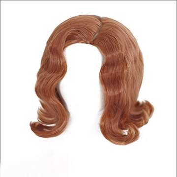 Geagle Bethy Wig Short Orange Curly Wig Brown Wavy Wig Cosplay Costume Accessories