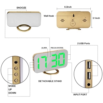 SZELAM LED Alarm Clock with Dual USB Ports - Stylish & Functional