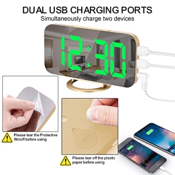 SZELAM LED Alarm Clock with Dual USB Ports - Stylish & Functional