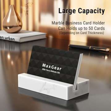 MaxGear Premium Marble Business Card Holder - Elegant and Functional