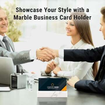 MaxGear Carrara Marble Business Card Holder for Desk