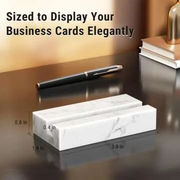 MaxGear Carrara Marble Business Card Holder for Desk
