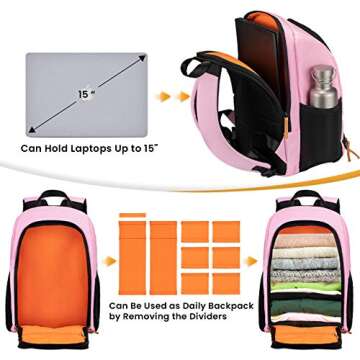 TARION Camera Backpack Waterproof Camera Bag Large Capacity Camera Case with 15 Inch Laptop Compartment Rain Cover for Women Men Photographer Lens Tripod Pink