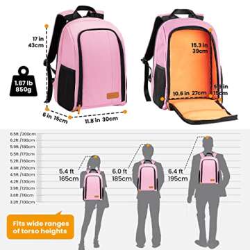 TARION Camera Backpack Waterproof Camera Bag Large Capacity Camera Case with 15 Inch Laptop Compartment Rain Cover for Women Men Photographer Lens Tripod Pink