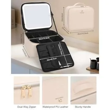Relavel Makeup Bag with Lighted Mirror for Travel