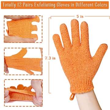 Shower Gloves,24 Pcs Exfoliating Bath Gloves,Body Scrub Gloves with Hanging Loop for Beauty Spa Mass...