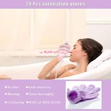 24 Pcs Exfoliating Shower Gloves for Luxurious Self-Care