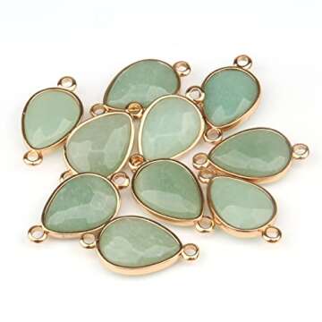 LE SKY 12 Pcs Natural Stone Connectors Water Drop Shape Faceted Crystal Agate Pendants for Jewelry Making Necklace