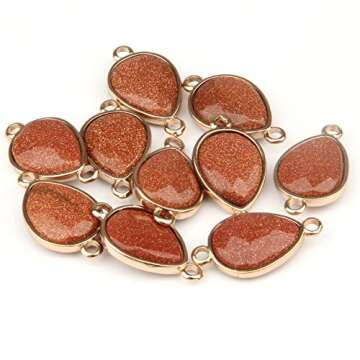 LE SKY 12 Pcs Natural Stone Connectors Water Drop Shape Faceted Crystal Agate Pendants for Jewelry Making Necklace