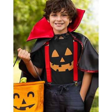 Jack O Lantern Face Pumpkin Shirt Boys Girls Toddler Halloween Shirts for Kids 3T Black