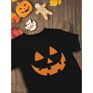Jack O Lantern Face Pumpkin Shirt Boys Girls Toddler Halloween Shirts for Kids 3T Black