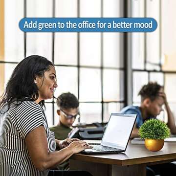 Vangold Lifelike Artificial Plants Plastic Grass Plants with Pots for Christmas Home/Office Decor (1pcs)