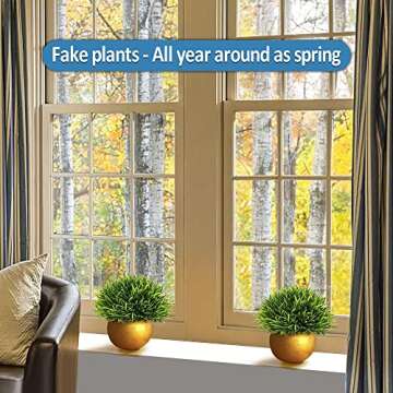 Vangold Lifelike Artificial Plants Plastic Grass Plants with Pots for Christmas Home/Office Decor (1pcs)