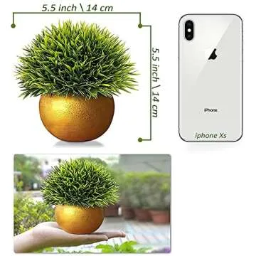Vangold Lifelike Artificial Plants Plastic Grass Plants with Pots for Christmas Home/Office Decor (1pcs)