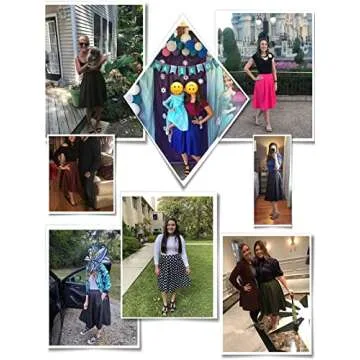 Yige Women's High Waist Flared Skirt Pleated Midi Skirt with Pocket