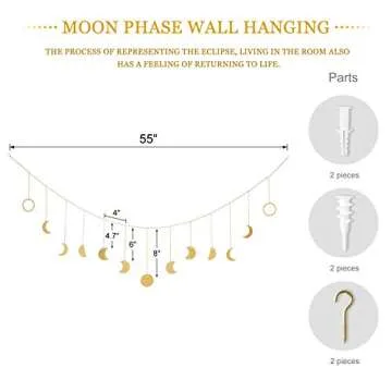 Mkono Moon Phase Wall Hanging for Bedroom Living Room