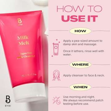 BYBI Beauty Milk Melt Oat Cleanser - Soothing Vegan Facial Cleanser for Sensitive Skin, Dry Skin & Acne-Prone Skin- Hydrating & Calming - Fragrance-Free with a Gentle Lather - 150ml