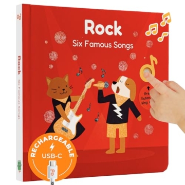 Cali's Books Rock Sound Books for Toddlers 1-3 - Musical Book featuring 6 Famous Songs
