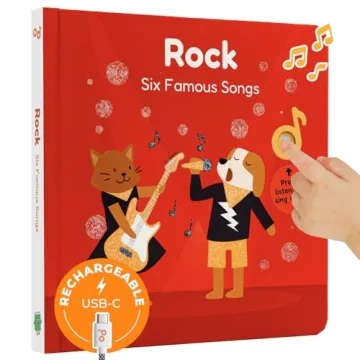 Cali's Books Rock Sound Books for Toddlers 1-3 - Musical Book featuring 6 Famous Songs