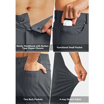 Men's Stretch Golf Pants with 6 Pockets Slim Fit Dress Pants for Men Travel Casual Work (Ink Grey, L...