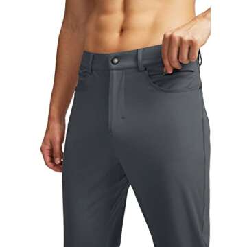 Men's Stretch Golf Pants with 6 Pockets Slim Fit Dress Pants for Men Travel Casual Work (Ink Grey, L)