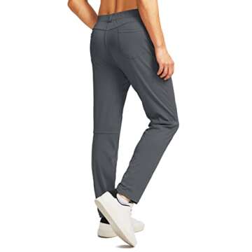 Men's Stretch Golf Pants with 6 Pockets Slim Fit Dress Pants for Men Travel Casual Work (Ink Grey, L)