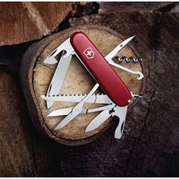Victorinox Huntsman Swiss Army Knife, 15 Functions, Swiss Made Pocket Knife with Large Blade, Screwdriver, Scissors and Wood Saw - Red